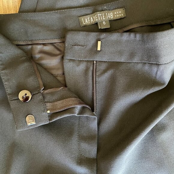 Lafayette 148 Wool Black Stretch Straight Leg Dress Pants - Picture 11 of 14